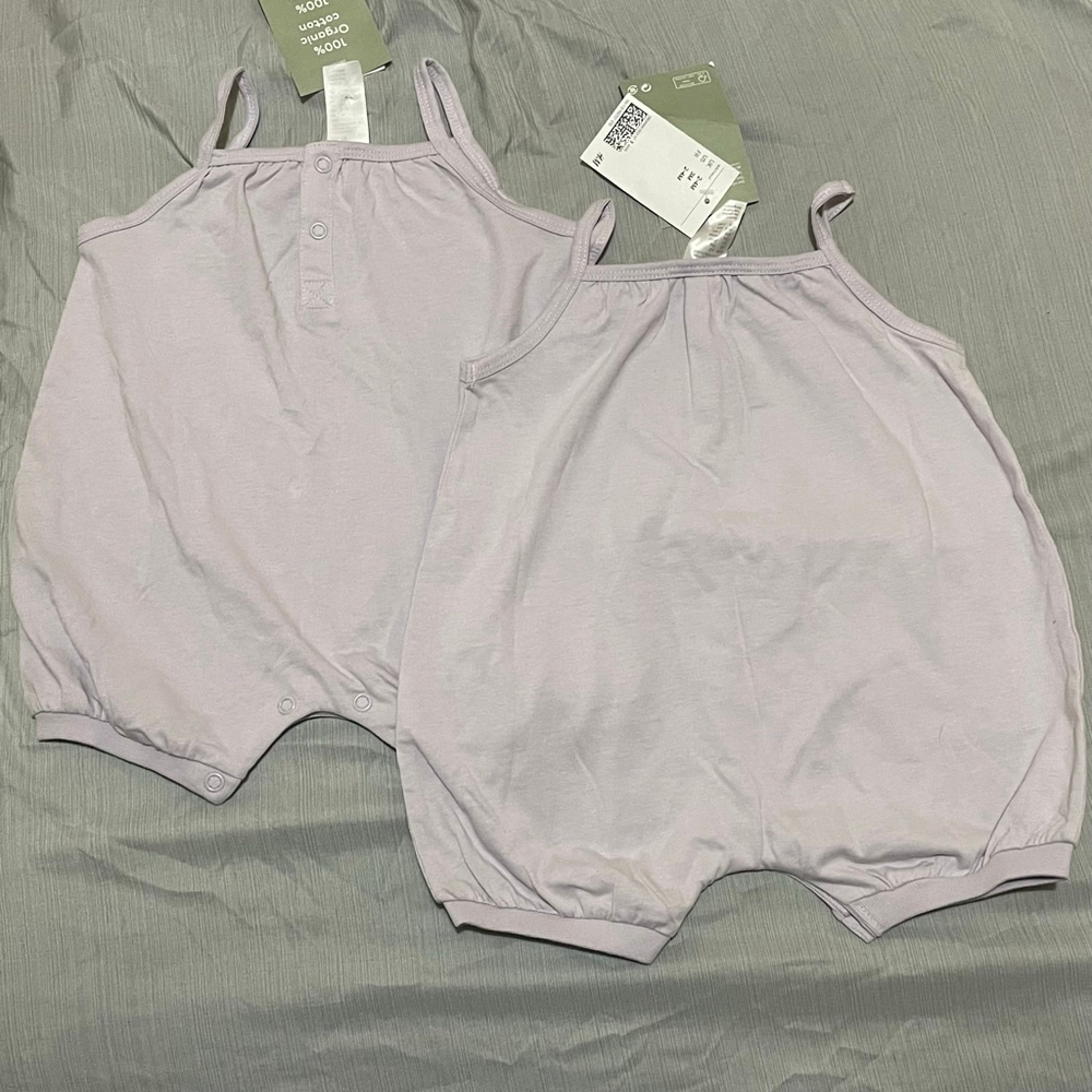 Twin girls H&M Lavender rompers 3 Months